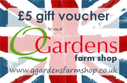 Q's own £5 gift vouchers